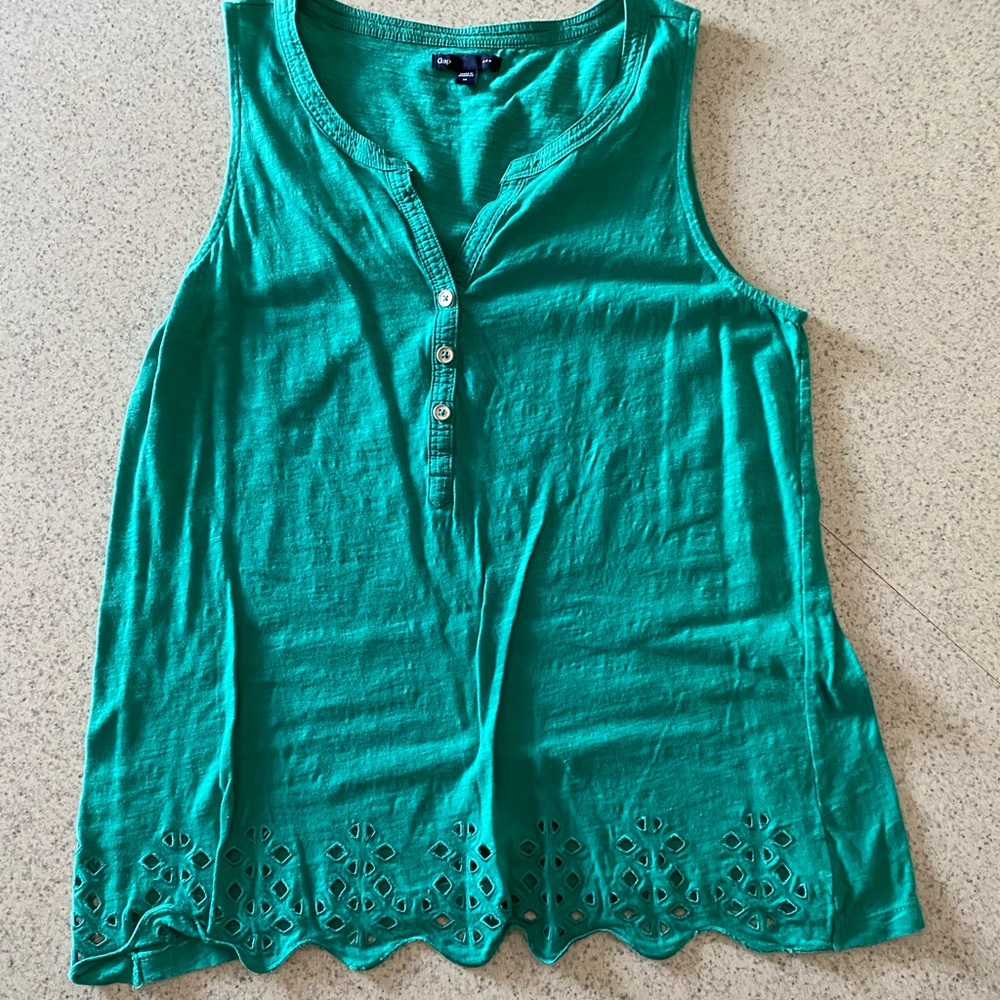 GAP Green Eyelet-Hem Tank Top
